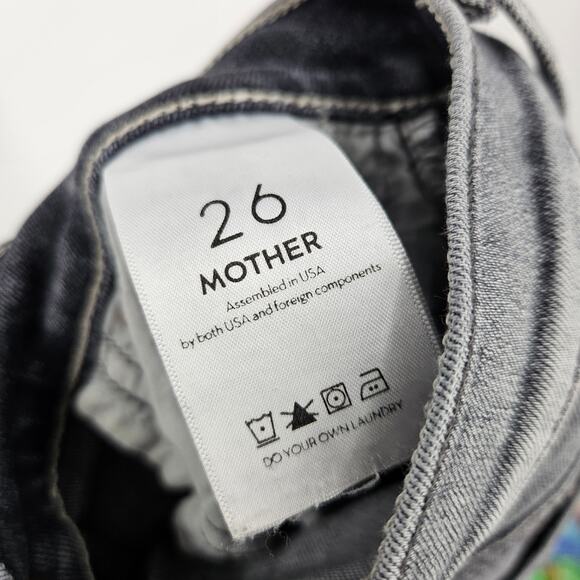 Mother The Insider Crop Step Fray Jeans Black Gray Bootcut High Waist Size 26 - Picture 6 of 7